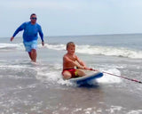 Skimflatable™ 48 inch - Rigid Inflatable 2-in-1 Skimboard / Bodyboard for up to 120 lbs with FREE SkimShot™ & Double-Up Bungee